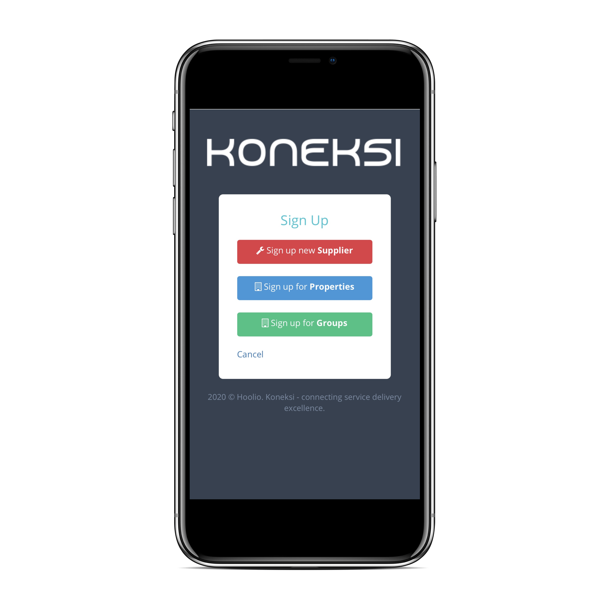 Koneksi signup options